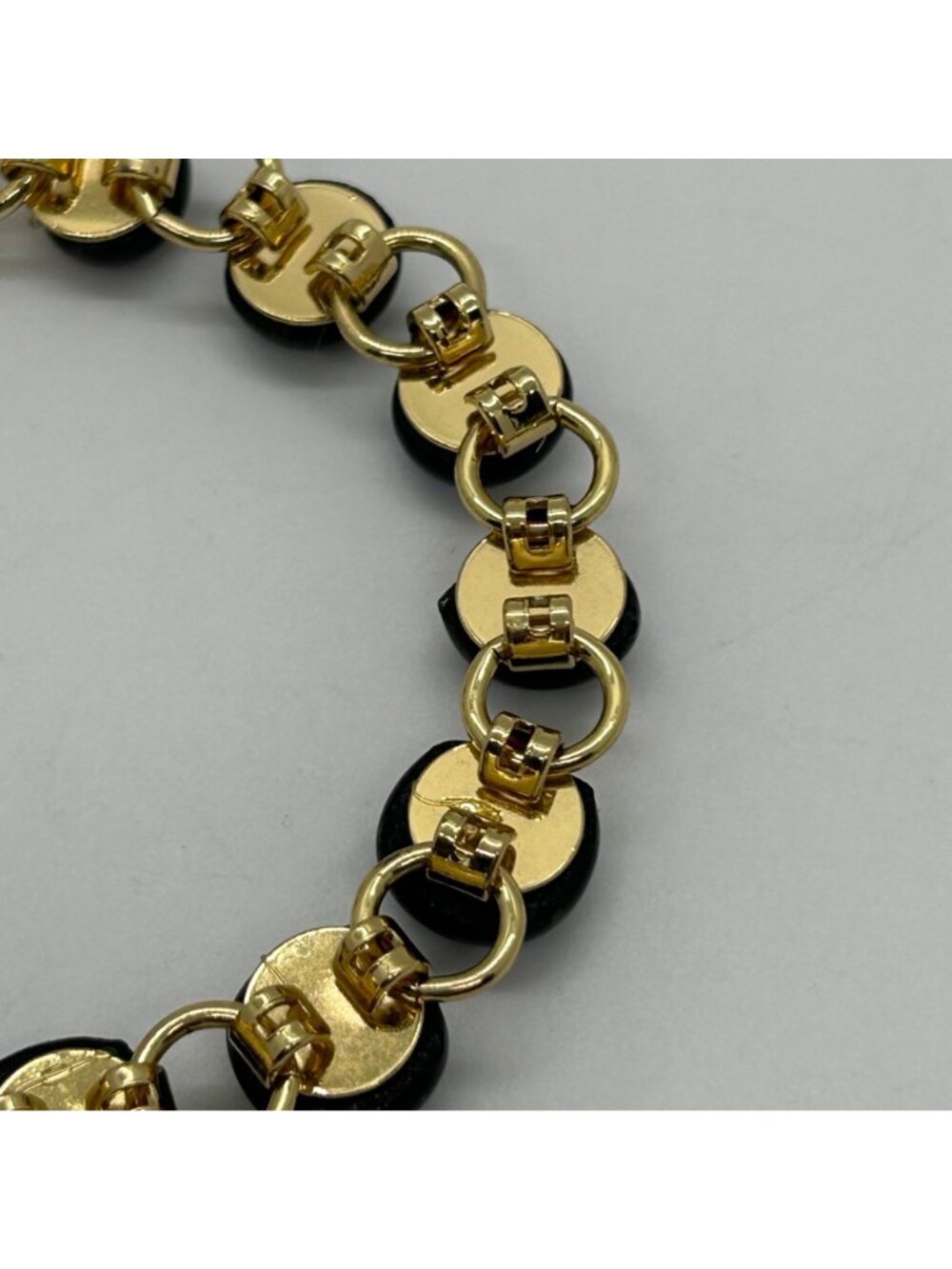 Vintage Gold-Tone Bracelet With Iridescent Dichroic Glass Beads Blue Purple - Picture 9 of 16